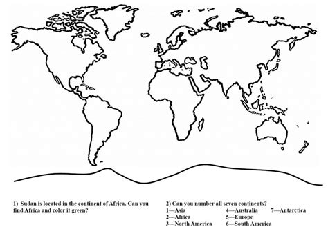 7 Continents Cut Outs Printables Sketch Coloring Page