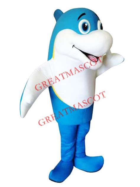 Blue & White Dolphin Mascot Costume