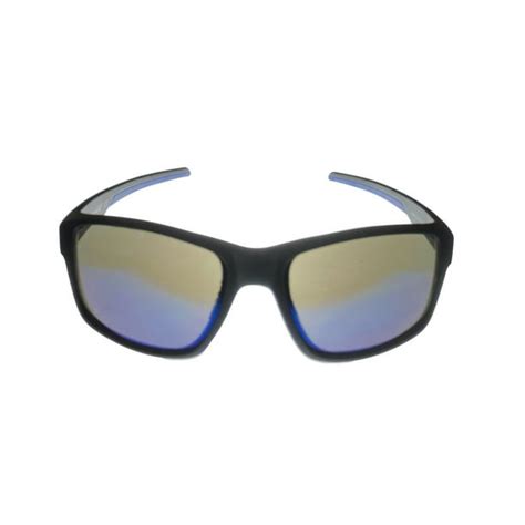 Timberland Matte Black Mens Rectangle Plastic Blue Flash Lens Sunglass