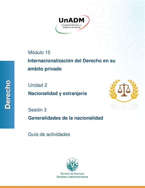 DE M15 U2 S3 GA Módulo 15 Internacionalización del Derecho en su