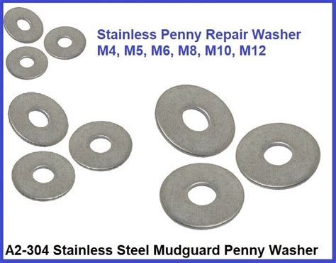 Penny Repair Washers Mudguard Stainless Steel For Bolts Screws M4 M5 M6