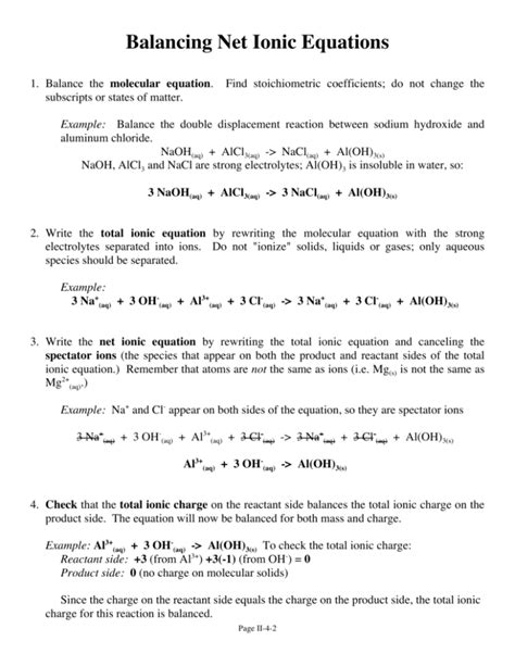 Balancing Net Ionic Equations