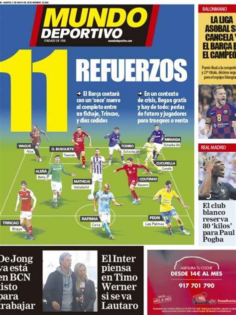 La Portada Del Diario Mundo Deportivo 05 05 2020