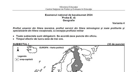 Bac Olimpici 2024 Geografie Subiectele Si Baremul La Geografie De La