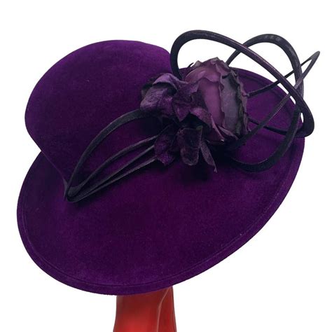 Philip Treacy Purple Velvet Wide Brim Hat Luxury Hats Purple Velvet Wide Brimmed Hats