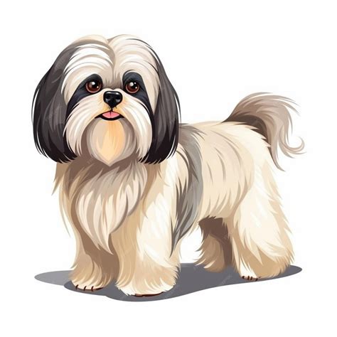 Desenhos De Cachorro Shih Tzu - Um cachorro shih tzu de desenho animado com rosto preto e branco | Foto ...
