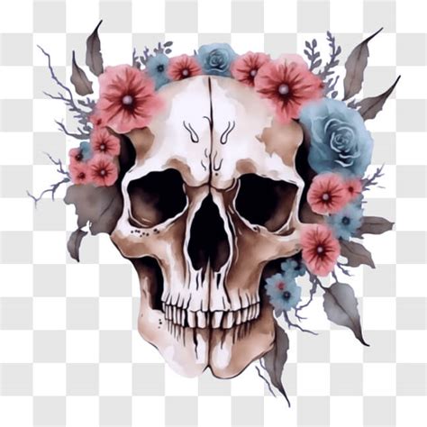 Descarga Calavera colorida con decoración de flores para Halloween o