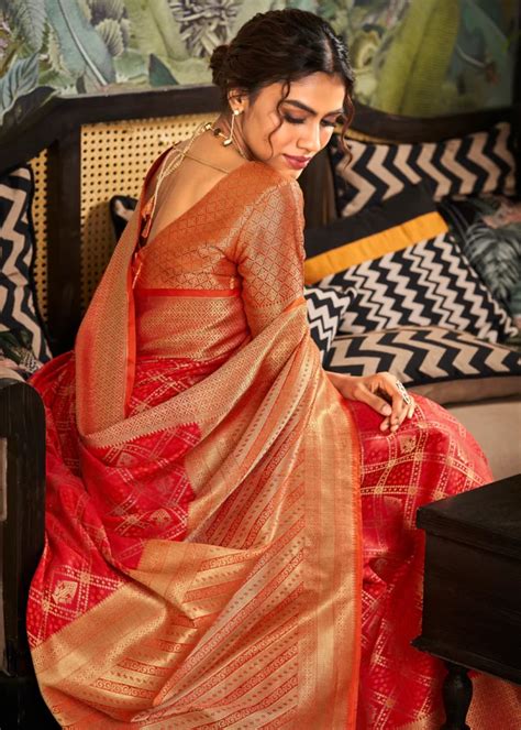 Bridal Red Patola Silk Saree Urban Womania