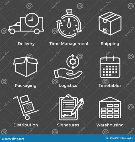 Shipping And Receiving Icon Set With Boxes Warehouse Checklist Etc