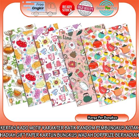 Jual Bungkus Kertas Kado Wrapping Paper Motif Karakter Batik Random