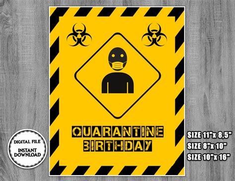 Quarantine Poster Quarantine Party Signs Quarantine Birthday Etsy