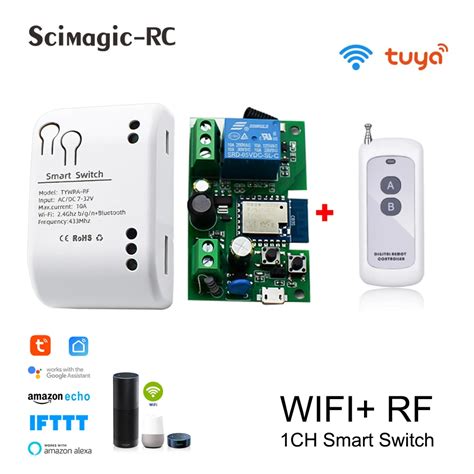 Commutateur Wifi R Cepteur Rf Intelligent Module Relais Domotique Tuya