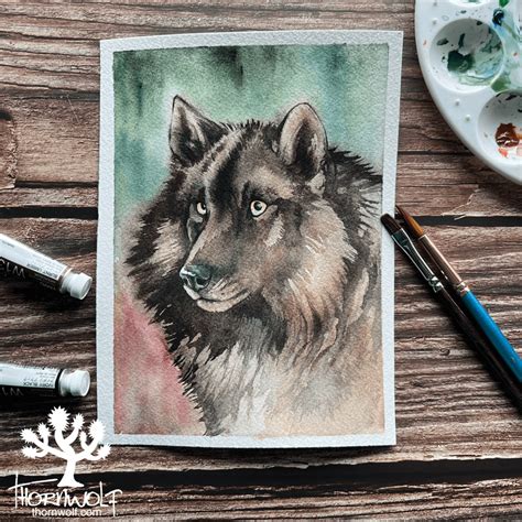 Black Wolf Portrait : r/Watercolor