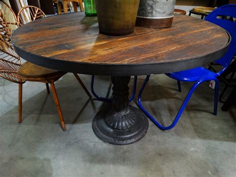 Industrial Round Dining Tables : Derek round industrial dining table ...