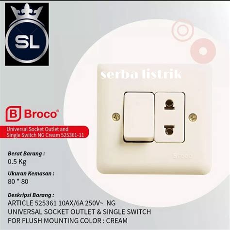 Jual BROCO IB SAKLAR ENGKEL STOP KONTAK WARNA CREAM 52536 NEW GEE