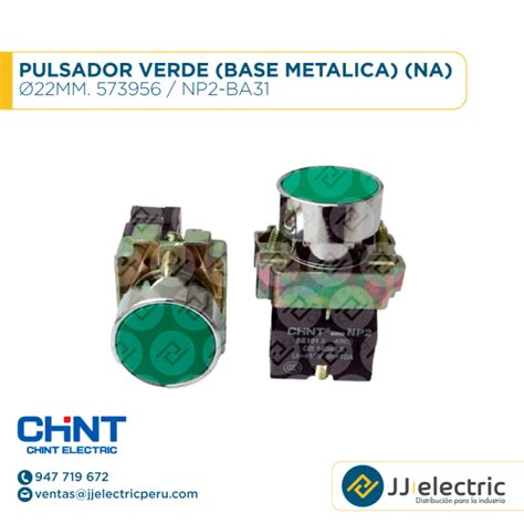 Pulsador Verde Base Metalica Na Ø22Mm 573956 CHINT