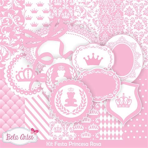 Kit Festa Princesa Rosa Papel Digital No Elo Bela Artes Design