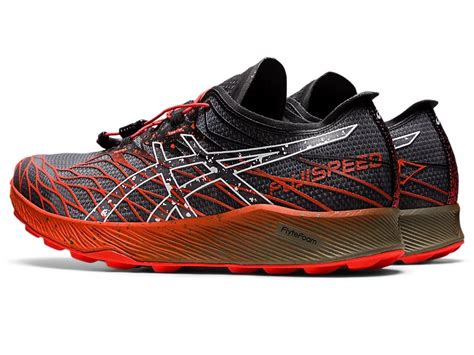 Asics Fujispeed Noire Et Rouge Chaussures De Trail