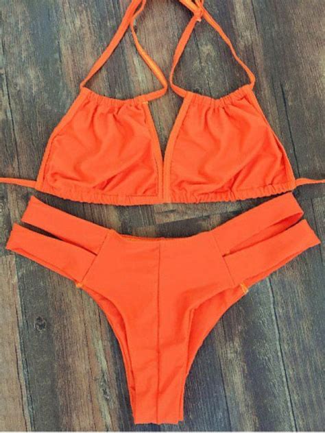 20 OFF 2021 Lace Up Orange Bikini Set In ORANGE ZAFUL