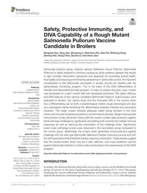 (PDF) Safety, Protective Immunity, and DIVA Capability of a Rough ...