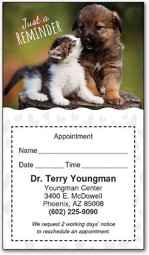 Simply Sweet Sticker Veterinary Appointment Reminder Card