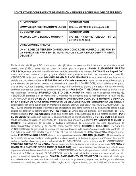 Contrato 2 De Compraventa Contrato De Compraventa De PosesiÓn Y