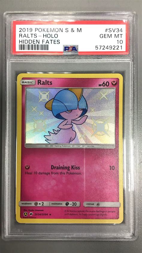 2019 Pokemon Sun Moon Hidden Fates Sv34 Ralts Holo PSA 10 GameStop