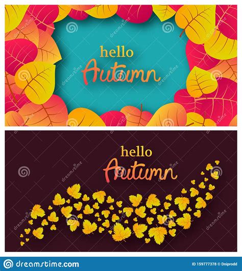 Autumn Banners With Autumn Leaves Stock Vector Illustration Of