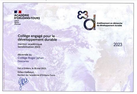 Le collège Roger Jahan, un collège diplômé