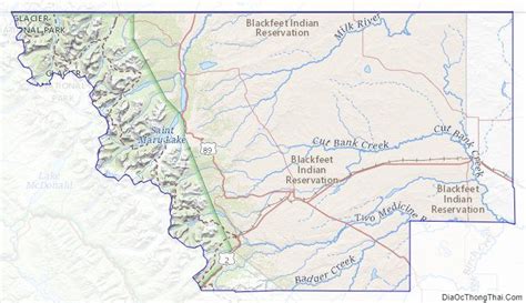 Topographic map of Glacier County, Montana | Montana