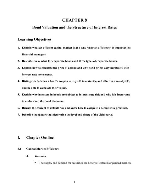 Ch Fin Chapter Bond Valuation And The Structure Of Interest