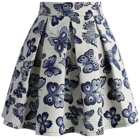 Chicwish Fond For Butterflies Pleated Skirt 145 Pen Liked On Polyvore