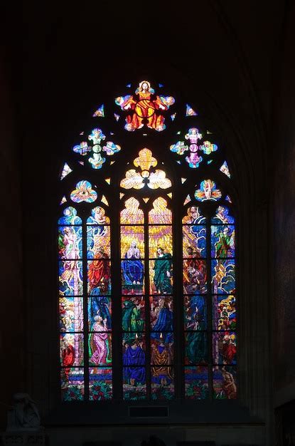 Free Photo Stained Glass Window In Saint Vitus Cathedral