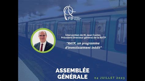 AG FIF 2023 Intervention De Jean Castex PDG De La RATP YouTube