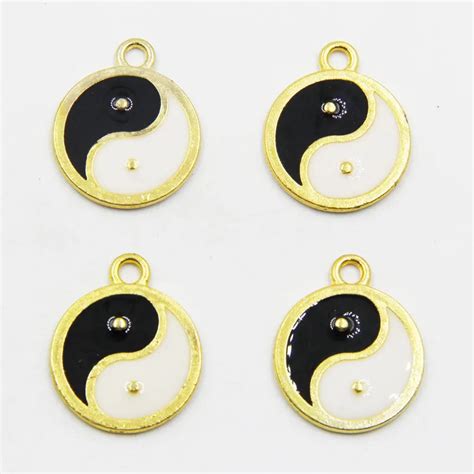 Pcs Mm Antique Silver Gold Enamel Tai Chi Charms Diy Metal Tai Chi