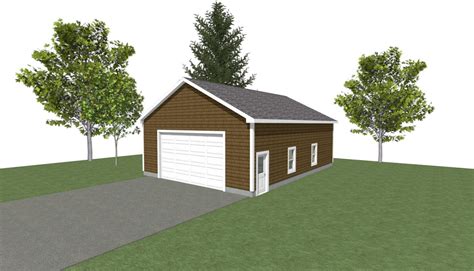 GARAGE PLANS : 30 X 40 2 Car Garage Plans 1 Door 12' Wall 6/12 and 8/12 ...