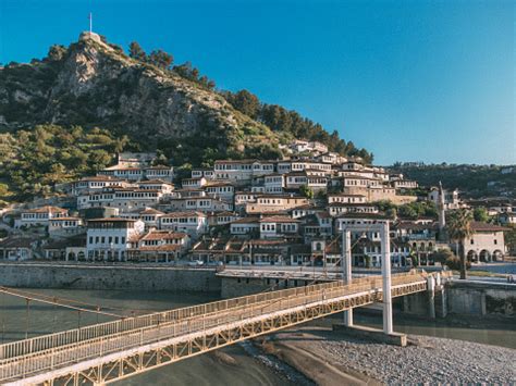 Berati Skyline Townscape From Drone Stock Photo - Download Image Now ...