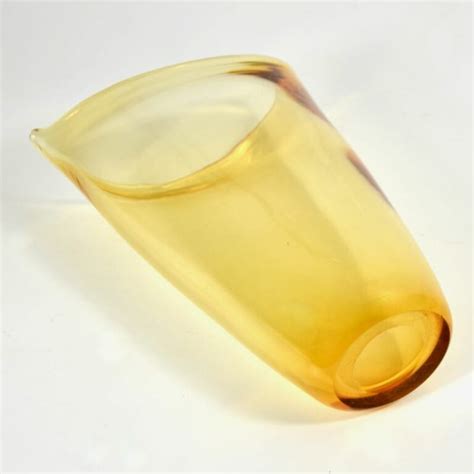 Early Geoffrey Baxter Whitefriars Batwing Vase Golden Amber C