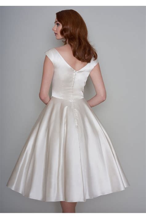 Lb172 Loulou Bridal Tessy Tea Length Satin Wedding Dress With Pockets