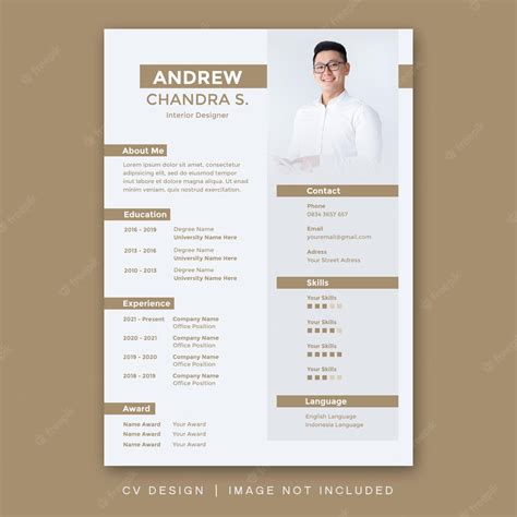 Premium Psd Cv Design Template Simple Minimalist Modern Design Cv Resume Luxury Design Brown