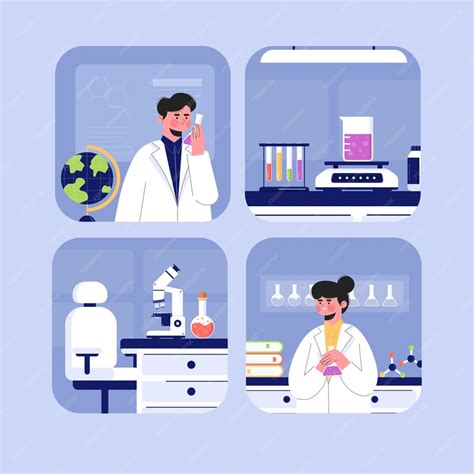 Premium Vector | Hand drawn cartoon science lab mini composition set