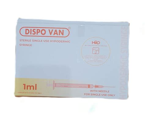 Dispo Van Ml Single Use Hypodermic Syringe With Needle Amazon In