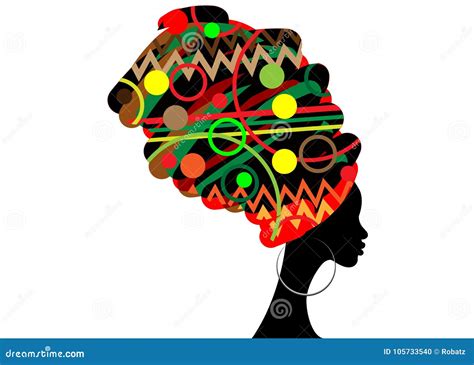 Portrait Beautiful Silhouette African Woman In Traditional Turban