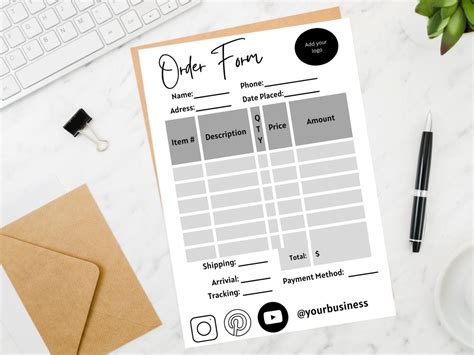 Editable Order Form Canva Template, Custom Order Form, Small Business ... 