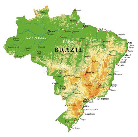 Mapa físico do brasil ilustração do vetor. Ilustração de geografia ...