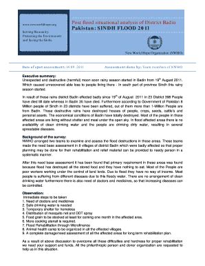 Fillable Online Post Flood Situational Analysis Of District Badin Fax