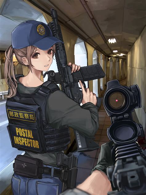 The Big Imageboard Tbib 1girl 1other Absurdres Assault Rifle