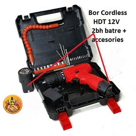 Jual Hdt Cdd Mesin Bor Cas Charger Batre V Cordless Drill Set