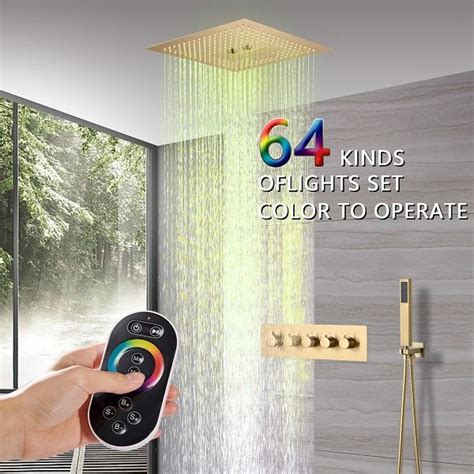 Experience Luxury Cascada 16 Square Music Led Shower System With Bluetooth Speakers Cascada