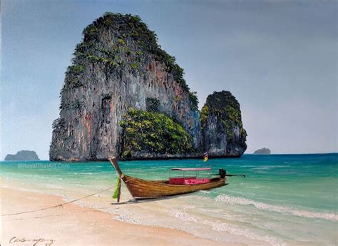 Beautiful Beach Painting of Thailand | Royal Thai Art